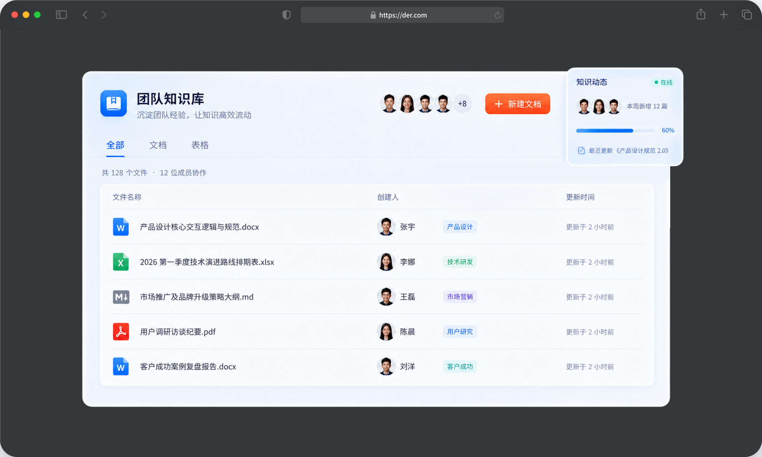 团队云文档工作台